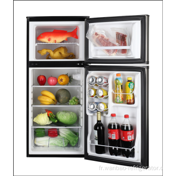 Réfrigérateur vertical à congélateur supérieur à double porte
